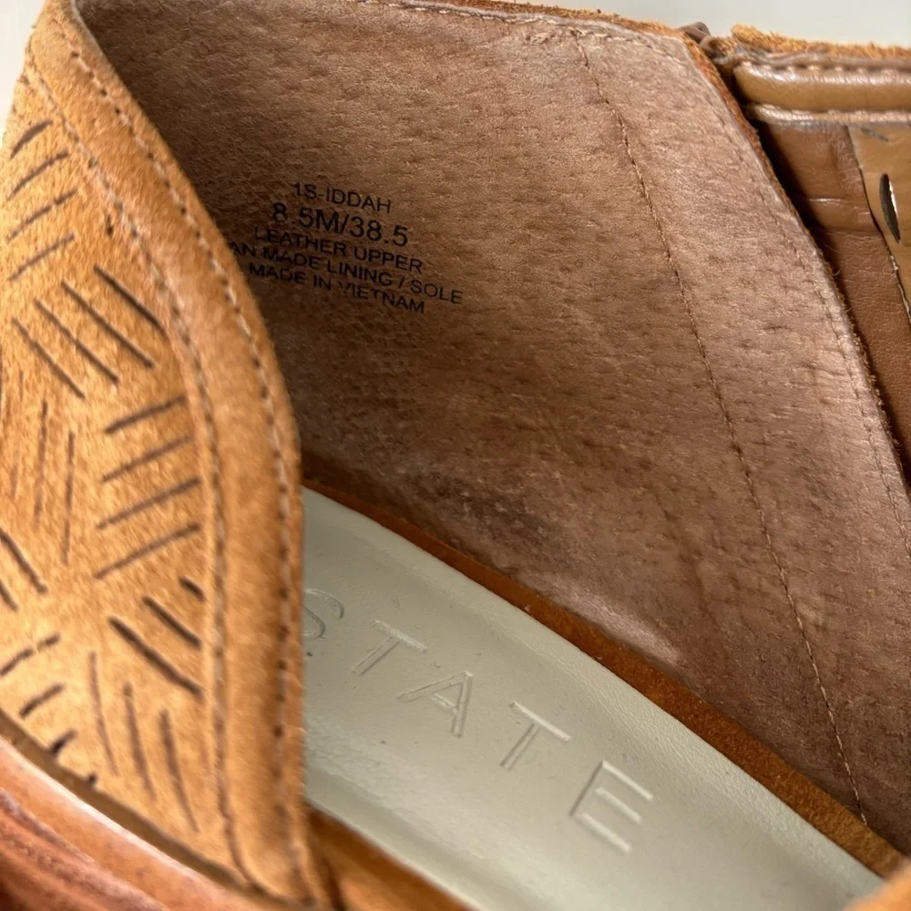 1. State Iddah Brown perforated suede Booties SZ 8.5